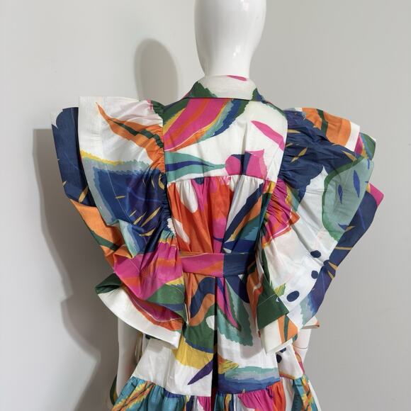 Love Highlight Women’s M Mini Dress Butterfly Sleeves Ruffle Waist Tie - Picture 8 of 16